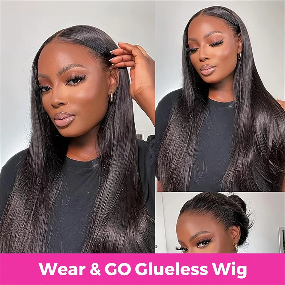 Glueless 30" Bone Straight Human Hair Wig, Pre-Cut HD Lace Closure (4x4/5x5)